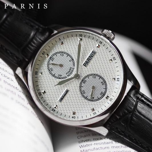 Parnis 43mm White Dial Automatic Men's Watch