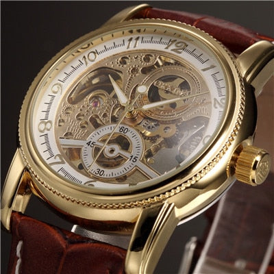 Luxury Golden Skeleton Mechanical Steampunk Watch