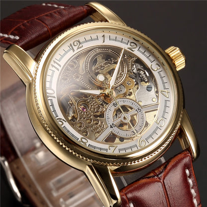 Luxury Golden Skeleton Mechanical Steampunk Watch