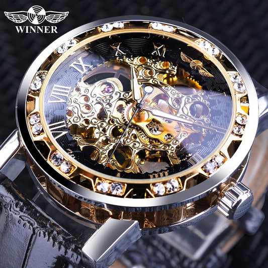 WINNER Black Golden Retro Men's Mechanical Watch