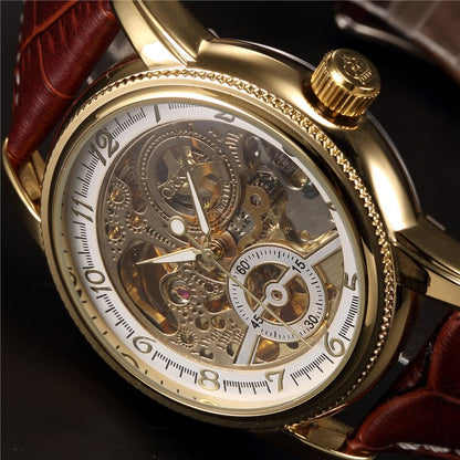 Luxury Golden Skeleton Mechanical Steampunk Watch