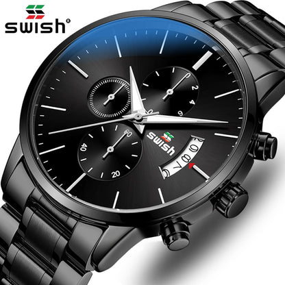SWISH Men Waterproof Stainless Steel Sport Watches