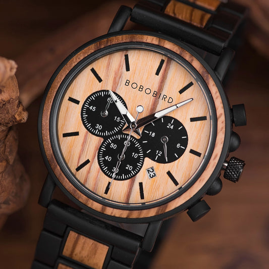 BOBO BIRD P09 Wood and Stainless Steel Watch